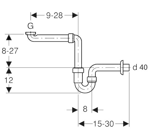 GEBERIT PLAATSBESPARENDE LAVABO SYPHON 5/4 40MM