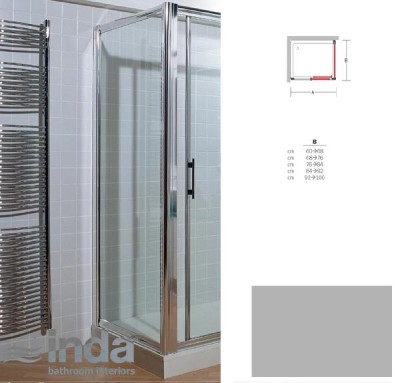 INDA FAMILY VASTE WAND 84*92 H 185CM SCREEN GLAS MET ZILVER PROFIELEN