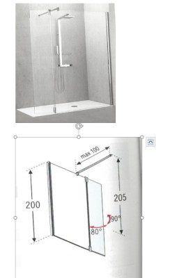 NOVELLINI KUADRA DRAAIDEEL 37  H 200CM/ UITV. TRANSP. GLAS + CHR. 