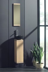 F&F TOTEM HANGEND SET MET HANDWASSER ZWART INCL. KRAAN MET SPIEGEL - LINKS SCHARNIEREND