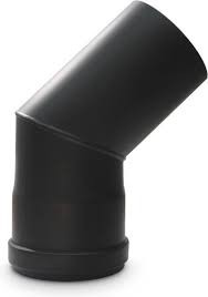 COUDE EMAIL PELLET 45° 80MM ZWART MET DICHTING