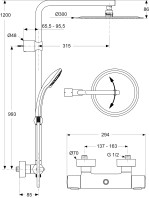 IDEAL STANDARD IDEALRAIN SHOWERPIPE 30X20CM MET DOUCHETHERMOSTAAT CERATHERM 100 CHR.