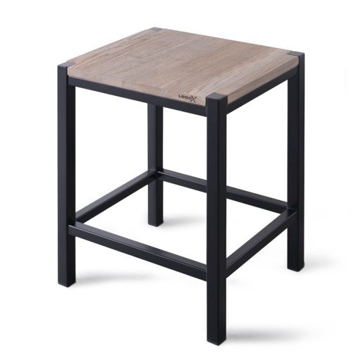 LOOOX MASSIEF EIKEN ZITVLAK MET MAT ZWART FRAME 35x30x45