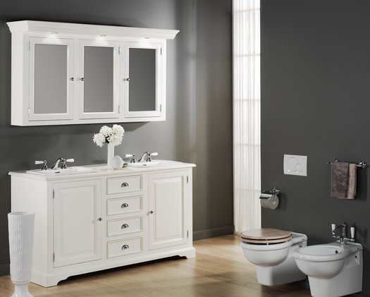 AQUA PRESTIGE RICHMOND WASTAFELMEUBEL MET 2 DEUREN & 4 SOFT-CLOSE LADEN, HOUTEN BLAD, PORSELEINEN WASKOMMEN, UITSPARING & LEGPLANK VOOR ONDERMEUBEL