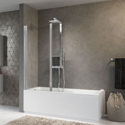 NOVELLINI AURORA BADWAND 2-DELIG 120 X H 150CM/ UITV. TRANSP. GLAS + MATCHROOM PROFIEL