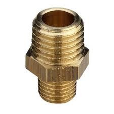 REDUCTIE NIPPEL 1/2 3/8 BRONS