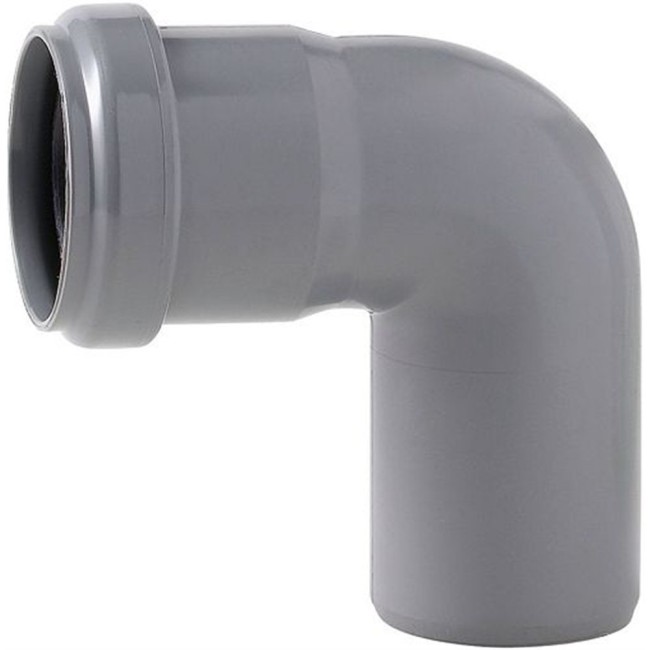 COUDE GRIJS PVC MET JOINT 75MM 90°