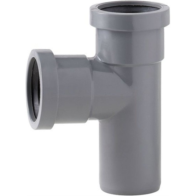 T-STUK GRIJS PVC MET JOINT 90MM 90° MFF