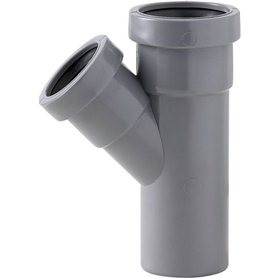 T-STUK GRIJS PVC MET JOINT 50MM 45° MFF