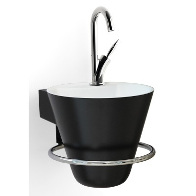 DECOTEC CONE LAVE-MAINS WIT SOLID SURFACE EN HANDDOEKDRAGER