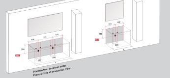 MARCUS MEUBELSET MET 2 LADEN GREEPLOOS + SPIEGELKAST 120CM WIT 0980