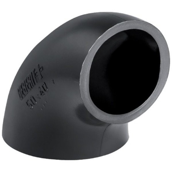 Geberit PE bocht 90° gereduceerd, zonder been: 90°, d=50mm, d1=40mm