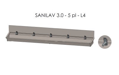 INTERSAN WASTROG SANILAV RVS 300 CM MET 5 EENGREEPSKRANEN INCLUSIEF
