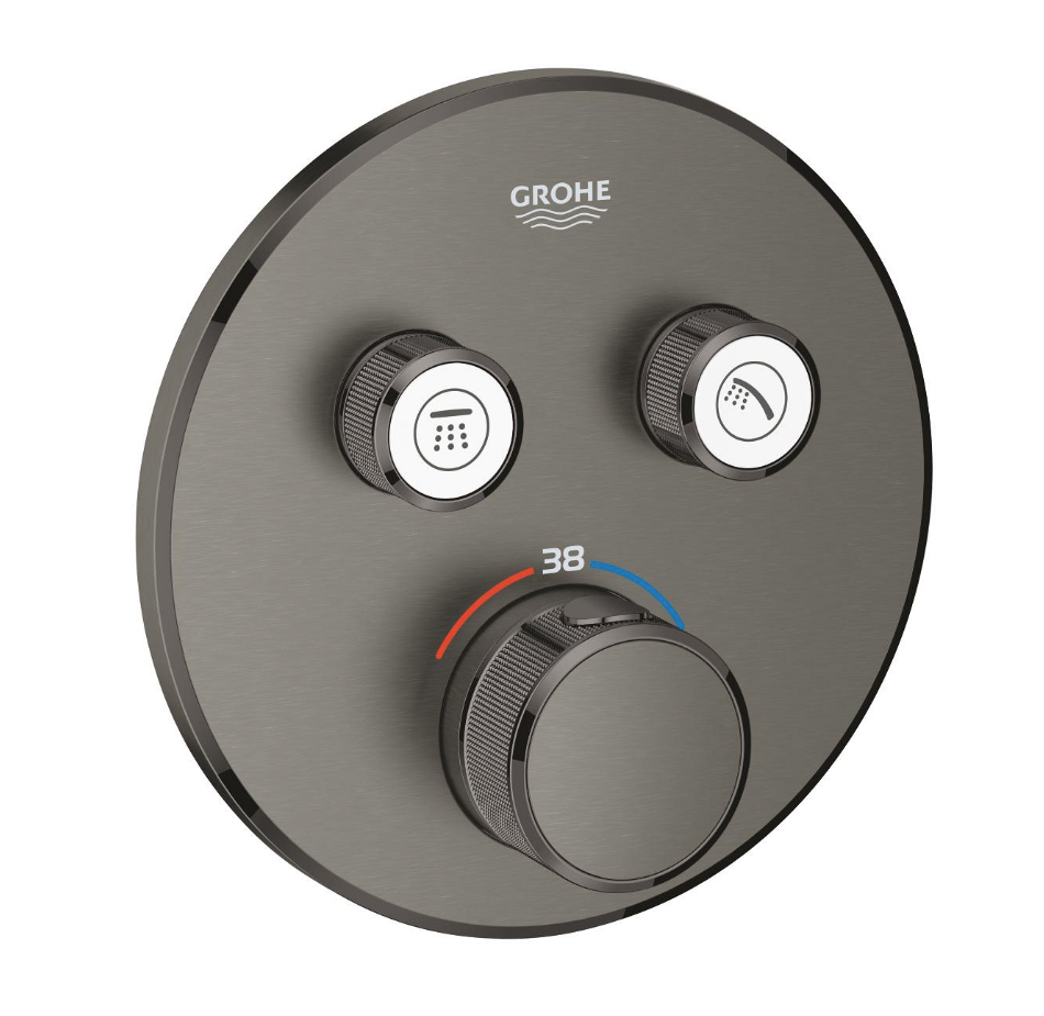 GROHE  SMARTCONTROL INBOUW MET 2 UITGANGEN MET DRUKTOETSEN BRUSHED  HARD GRAFITE