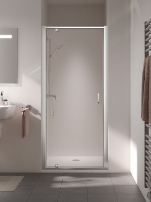KERMI STINA DRAAIDEUR OMKEERBAAR BR. 76-81 H 195 CM TRANSP. GLAS MET CADACLEAN + ZILVER HOOGGLANS