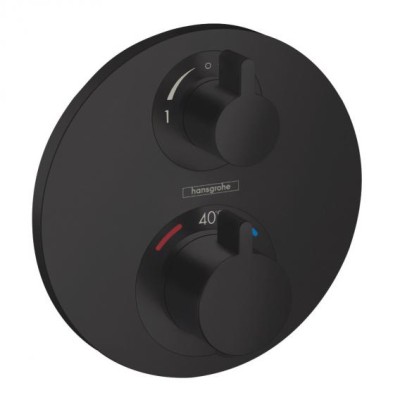 HANS GROHE ECOSTAT S AFWERKSET VOOR INBOUWTHERMOSTAAT MET STOPKRAAN EN OMSTELLER VOOR 2 SYSTEMEN  UITV. MAT ZWART