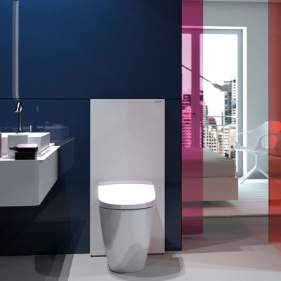 GEBERIT MONOLITH +FRONT WIT GLAS ZIJAFWERKING ALU 101CM VOOR STAAND TOILET