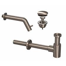 COMBI SET 1A KRAANTJE +  VASTE PLUG +SYPHON BRUSHED NICKEL