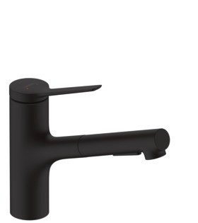 HANS GROHE ZESIS M33 KEUKENKRAAN + UITTREKBARE VUISTDOUCHE UITV.MAT ZWART