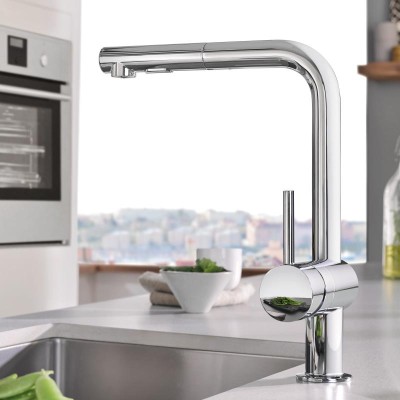 GROHE MINTA KEUKENKRAAN  L UITTREKBARE SPR. CHR. 2 STRAALSOORTEN SPEEDCLEAN