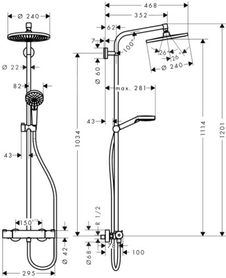 HANS GROHE SHOWERPIPE CROMETTA S240 1JET DIA. 