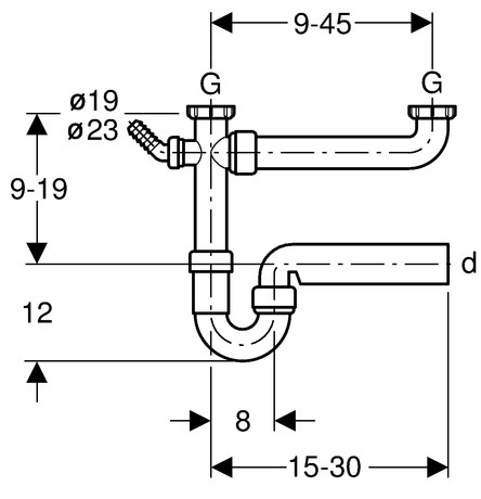 GEBERIT KEUKEN SIFON DUBBEL 6/4"X40