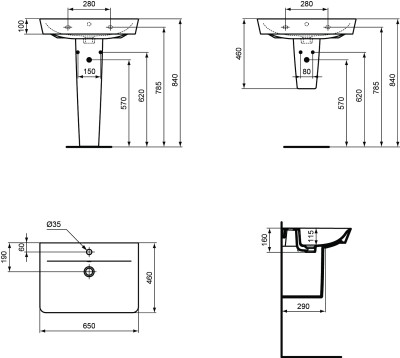 IDEAL STANDARD CONNECT AIR HALFZUIL LAVABO