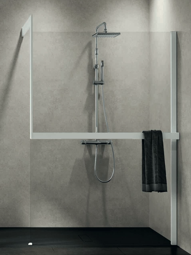 NOVELLINI KUADRA H KIT FRAME PLAATSING RECHTS MET HANDDOEKDRAGER AAN BUITENKANT EN BEVESTIGING MUUR UITV. MAT WIT