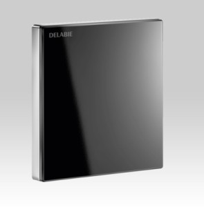 DELABIE TEMPOMATIC 4 + TEMPOFIX 3 URINOIRSPOELER ELEKTRONISCH OP BATTERIJ ZWART VANDALBESTENDIG GLAS