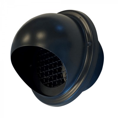 ROOSTER INOX BOL 125MM MET GRILLE ( ZWART ) RAL 7021