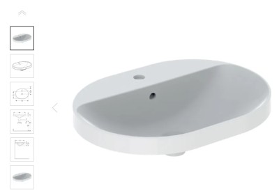 GEBERIT INBOUWWASTAFEL VARIFORM 60 X45 ELLIPSVORM MET KRAANGAT