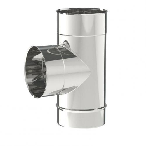T INOX ENKELWANDIG 131MM 90° OPSINOX