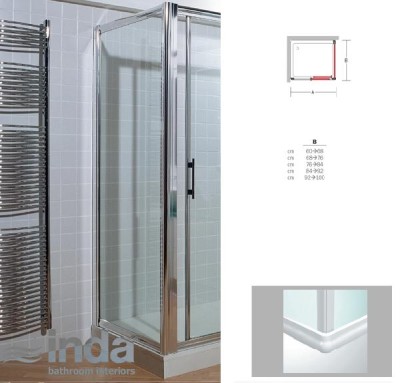 INDA FAMILY VASTE WAND 84*92 H 185CM POINT GLAS MET WITTE PROFIELEN