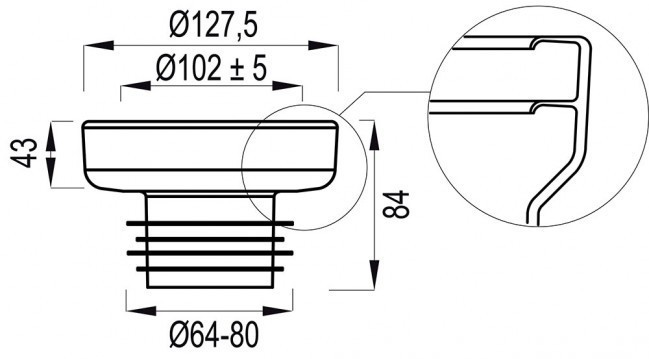 WISA AFVOER MANCHET NR 5  64/80MM