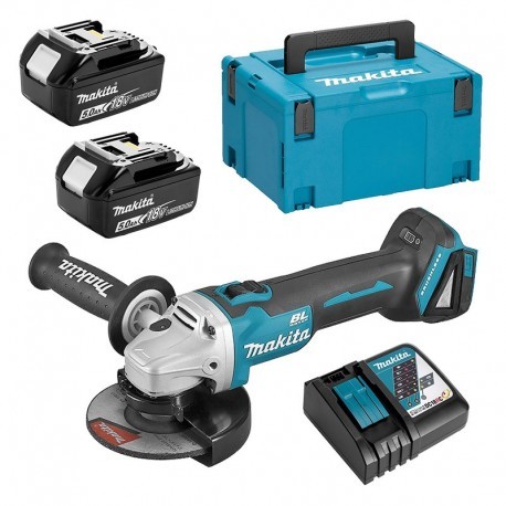 MAKITA HAAKSE SLIJPER 125MM 18 V & LEPELSCHAKELAAR ZONDER BATTERIJEN