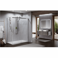 NOVELLINI ZEPHYROS 2 ZIJWAND 97-100 H 200CM/ UITV. TRANSP. GLAS GESATINEERD, PROFIEL CHROME VOOR COMBINATIE MET SCHUIFDEUR