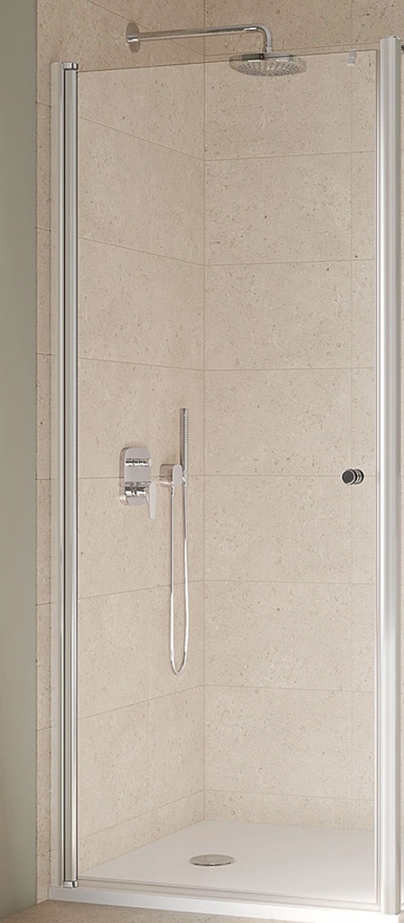 KERMI JONA DRAAIDEUR OMKEERBAAR BR. 87-91 H 200 CM TRANSP. GLAS KERMICLEAN ZILVER HOOGGLANS PROFIEL 