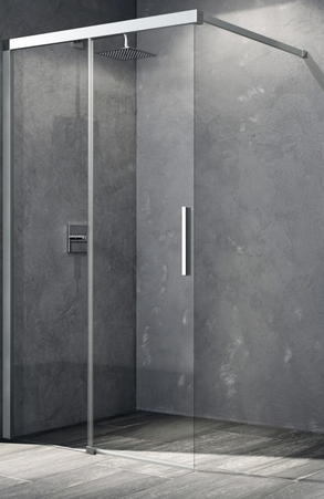 KERMI NICA WALK IN WALL SCHUIFDEUR MET MUURPROFIEL RECHTSE VERSIE UITV.ZILVER HOOGGLANS