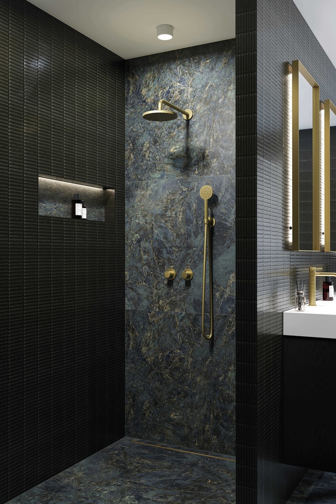 INK IVY  DOUCHECOMBISET BOND 3 MET HANDDOUCHE 3 STANDEN EN HOOFDDOUCHE DIAM 30 MEDIUM UITV MAT KOPER