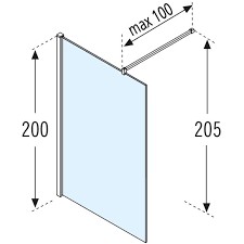NOVELLINI KUADRA H VRIJSTAANDE WAND 137-140 H 200CM/ UITV. TRANSP. GLAS + BRUSHED INOX