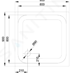 BETTE DOUCHE ULTRA 90 X 90 X 2,5 WIT