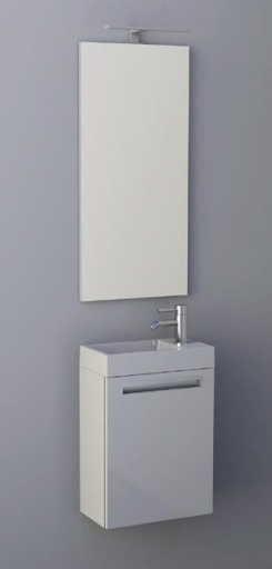 [LISA R] FPIDP0DP0S01R - MEUBELSET LISA 40 X22 R SCHARNIEREND WIT GELAKT + SPIEGELPANEEL + VERLICHTING