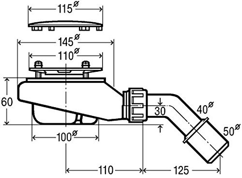 [VIEGA 634 100] 634100 - VIEGA DOUCHE SYPHON TEMPOPLEX CHROOM H60mm