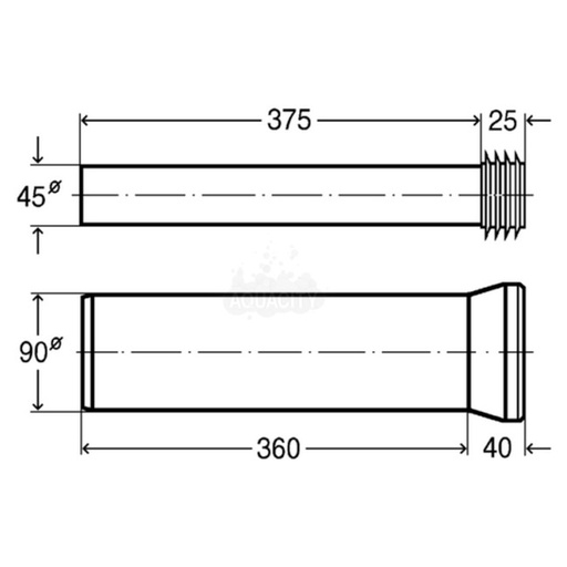 [VIEGA 654 474] VIEGA AANSLUITSET VERLENGD VOOR HANGTOILET LENGTE 36 CM
