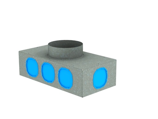 [119971] 40.047.04.46 - VENTILATIE HYBALANS LUCHTAFVOERPLENUM 400 X 200 X 110 8 AANSLUITINGEN