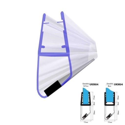 [5544] 5544 - GEB. DOUCHEDEUR DICHTING UNIVERSIEEL 2x2M  5-8 MM + magneetsluiting