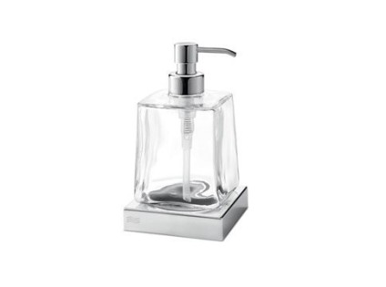 [ A2012Z CR 03] INDA MITO ZEEPDISPENSER VRIJSTAAND + FLACON IN TRANSP. GLAS