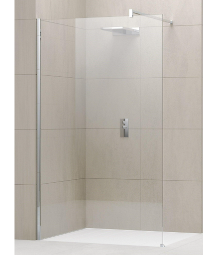 [GIADAH80-1K] GIADAH80-1K - NOVELLINI GIADA H VRIJSTAANDE WAND 77-78,5 H 195CM/ UITV. TRANSP. GLAS  + CHROOM