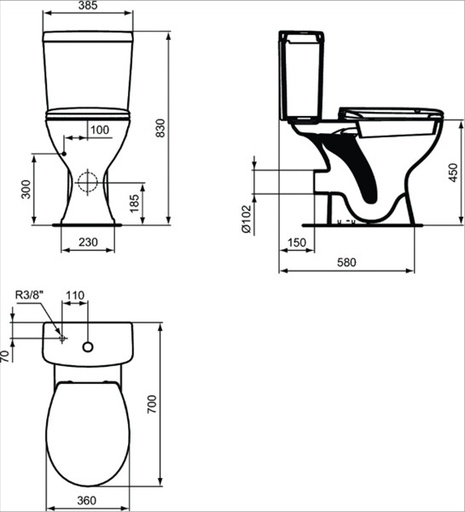 [E883301] E883301 - IDEAL STANDARD ULYSSE VERHOOGD TOILET PK