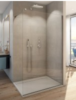 [SSWI 1200] SONJA SWISS WALK-IN BR. 1200  118.5-120.5 cm H2m TR. GLAS  ZILVER HOOGGLANS 8mm +MUURSTEUN 120cm 
